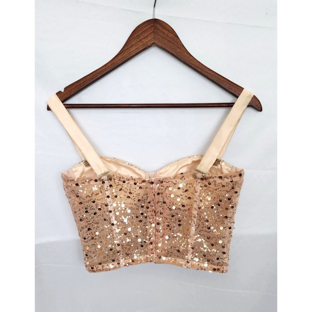 Georgina Chavez Custom Made Golden Sequin Bustier Concert Festival - 8 - Picture 2 of 6